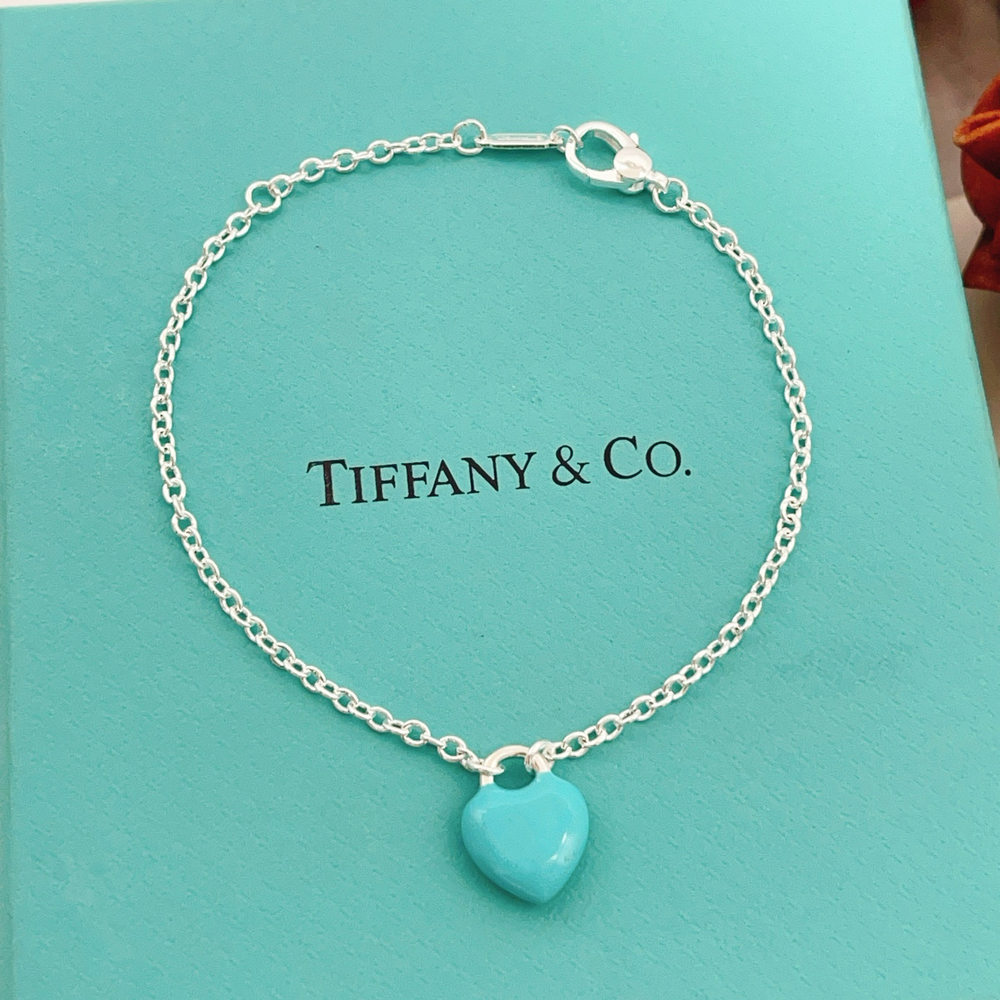 Tiffany & Co. Silver and blue heart bracelet - Picture 2 of 5